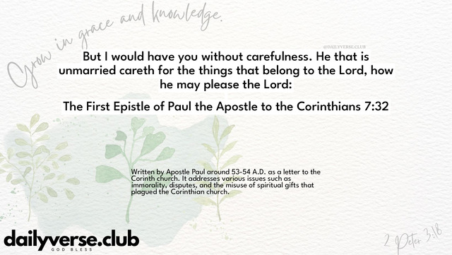 Bible Verse Wallpaper 7:32 from The First Epistle of Paul the Apostle to the Corinthians