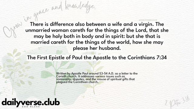 Bible Verse Wallpaper 7:34 from The First Epistle of Paul the Apostle to the Corinthians
