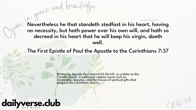 Bible Verse Wallpaper 7:37 from The First Epistle of Paul the Apostle to the Corinthians