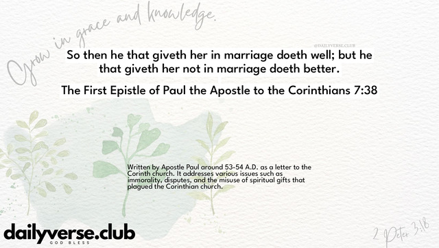 Bible Verse Wallpaper 7:38 from The First Epistle of Paul the Apostle to the Corinthians