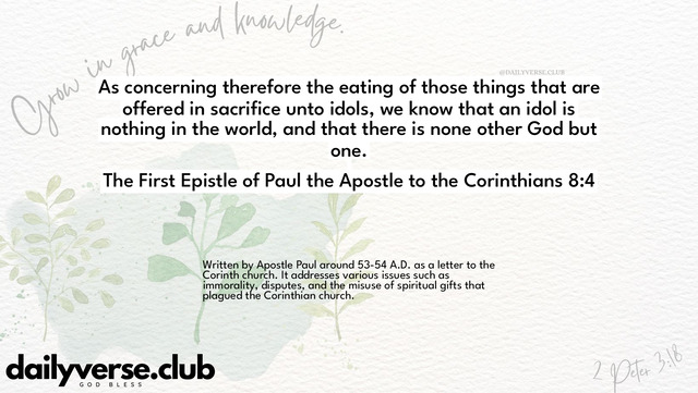 Bible Verse Wallpaper 8:4 from The First Epistle of Paul the Apostle to the Corinthians