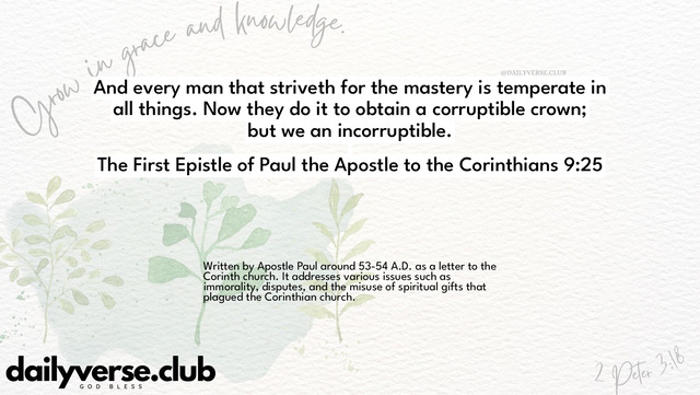 Bible Verse Wallpaper 9:25 from The First Epistle of Paul the Apostle to the Corinthians