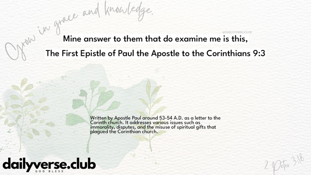 Bible Verse Wallpaper 9:3 from The First Epistle of Paul the Apostle to the Corinthians