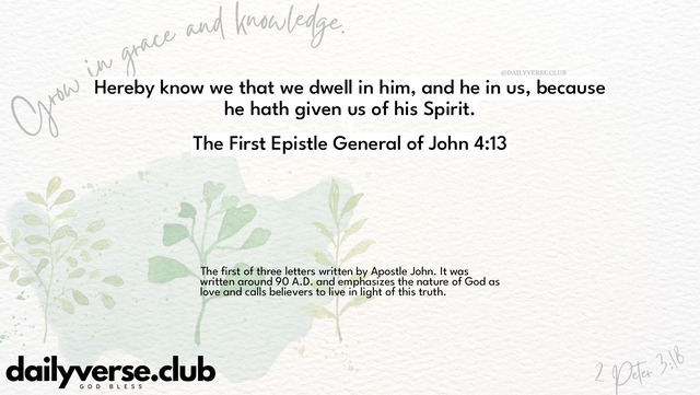 Bible Verse Wallpaper 4:13 from The First Epistle General of John