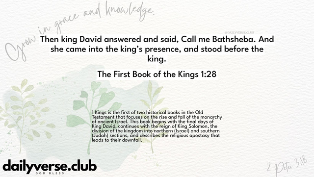 Bible Verse Wallpaper 1:28 from The First Book of the Kings