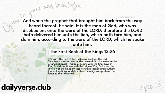Bible Verse Wallpaper 13:26 from The First Book of the Kings