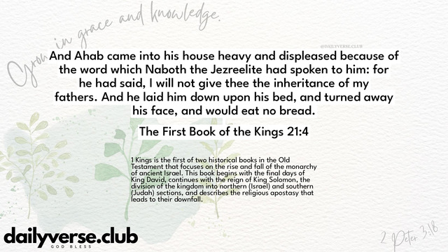 Bible Verse Wallpaper 21:4 from The First Book of the Kings