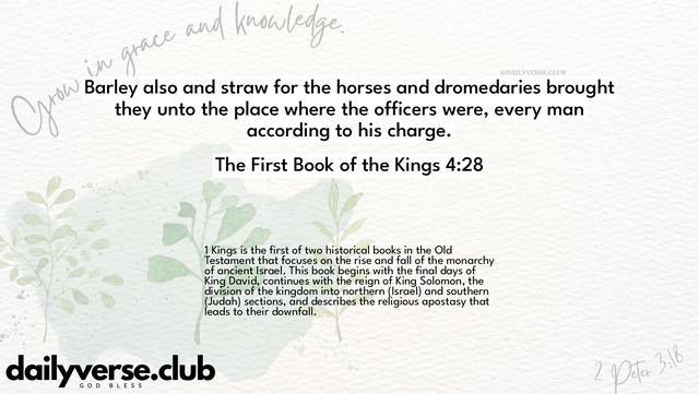 Bible Verse Wallpaper 4:28 from The First Book of the Kings