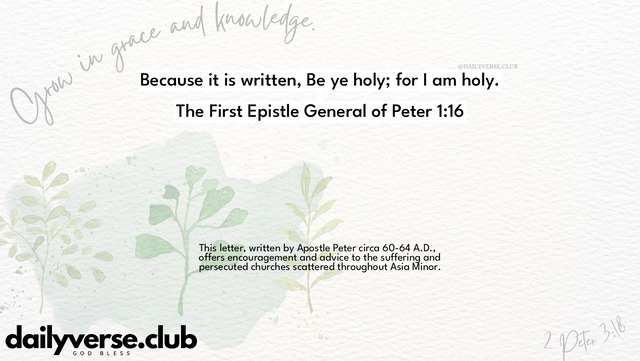 Bible Verse Wallpaper 1:16 from The First Epistle General of Peter