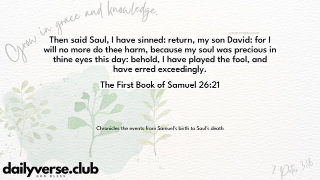 Bible Verse Wallpaper 26:21 from The First Book of Samuel