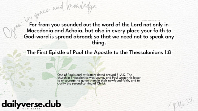 Bible Verse Wallpaper 1:8 from The First Epistle of Paul the Apostle to the Thessalonians