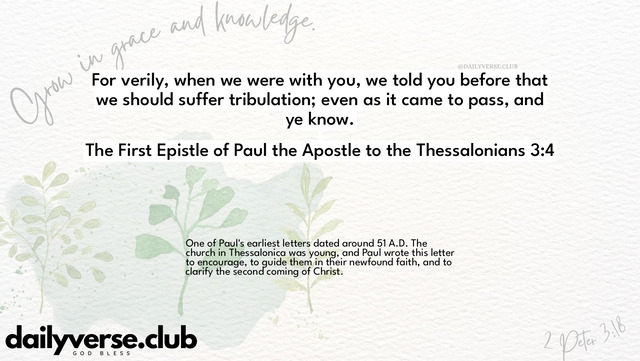 Bible Verse Wallpaper 3:4 from The First Epistle of Paul the Apostle to the Thessalonians