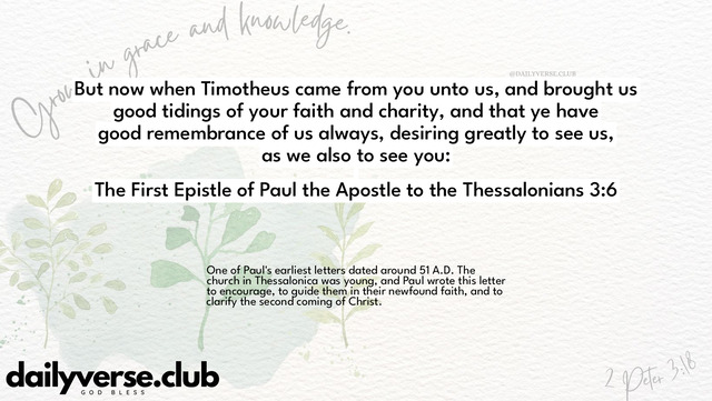 Bible Verse Wallpaper 3:6 from The First Epistle of Paul the Apostle to the Thessalonians