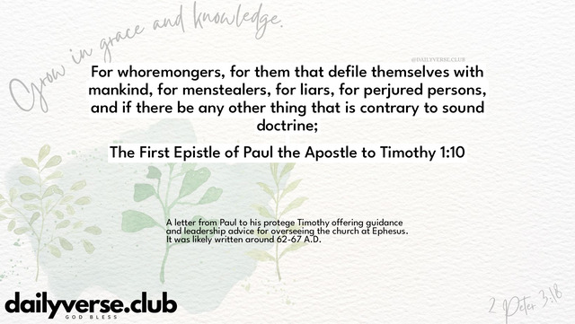Bible Verse Wallpaper 1:10 from The First Epistle of Paul the Apostle to Timothy