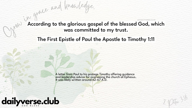 Bible Verse Wallpaper 1:11 from The First Epistle of Paul the Apostle to Timothy