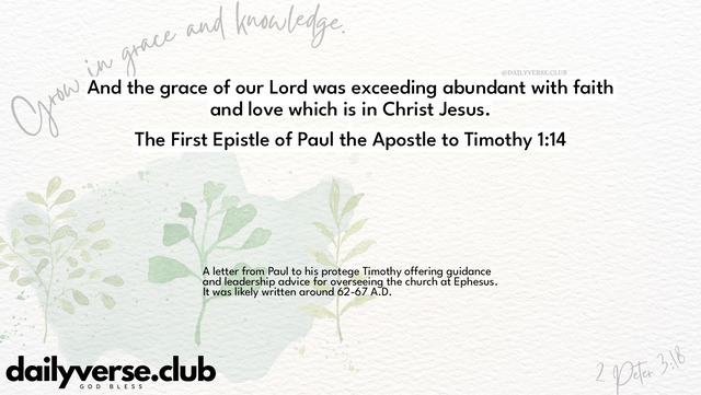 Bible Verse Wallpaper 1:14 from The First Epistle of Paul the Apostle to Timothy