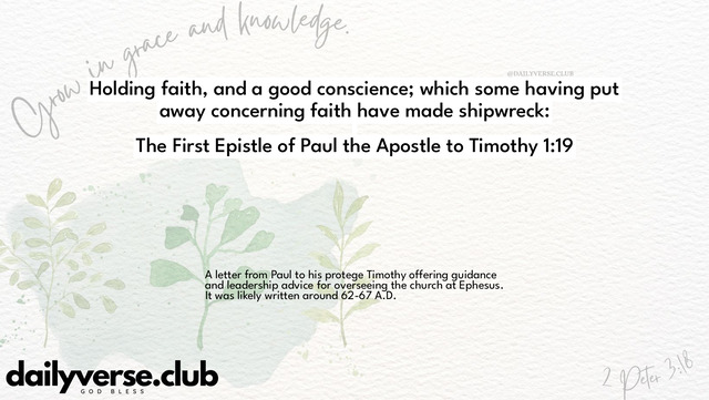 Bible Verse Wallpaper 1:19 from The First Epistle of Paul the Apostle to Timothy