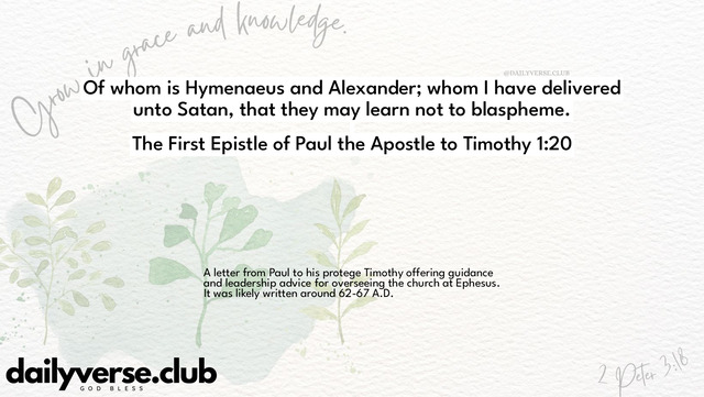 Bible Verse Wallpaper 1:20 from The First Epistle of Paul the Apostle to Timothy