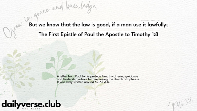 Bible Verse Wallpaper 1:8 from The First Epistle of Paul the Apostle to Timothy