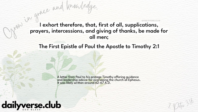 Bible Verse Wallpaper 2:1 from The First Epistle of Paul the Apostle to Timothy