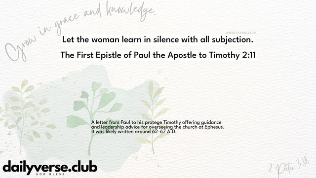 Bible Verse Wallpaper 2:11 from The First Epistle of Paul the Apostle to Timothy