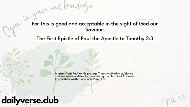 Bible Verse Wallpaper 2:3 from The First Epistle of Paul the Apostle to Timothy