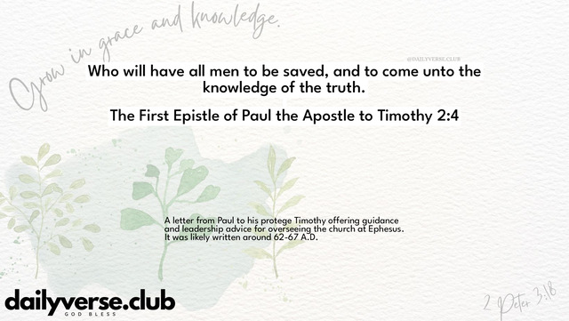 Bible Verse Wallpaper 2:4 from The First Epistle of Paul the Apostle to Timothy