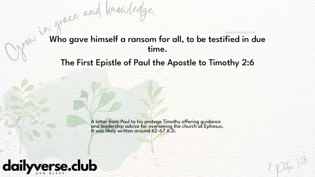 Bible Verse Wallpaper 2:6 from The First Epistle of Paul the Apostle to Timothy