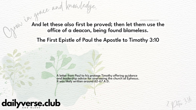 Bible Verse Wallpaper 3:10 from The First Epistle of Paul the Apostle to Timothy