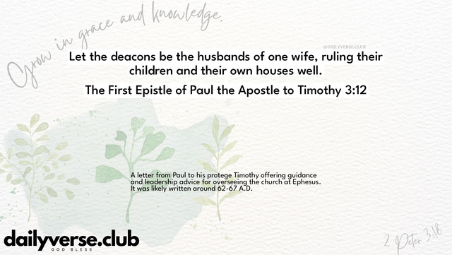 Bible Verse Wallpaper 3:12 from The First Epistle of Paul the Apostle to Timothy