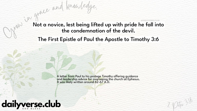 Bible Verse Wallpaper 3:6 from The First Epistle of Paul the Apostle to Timothy