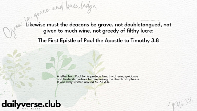 Bible Verse Wallpaper 3:8 from The First Epistle of Paul the Apostle to Timothy