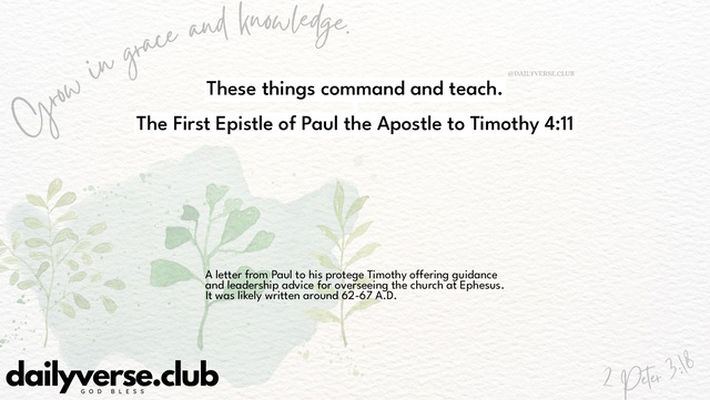 Bible Verse Wallpaper 4:11 from The First Epistle of Paul the Apostle to Timothy