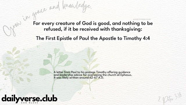 Bible Verse Wallpaper 4:4 from The First Epistle of Paul the Apostle to Timothy