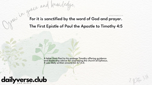 Bible Verse Wallpaper 4:5 from The First Epistle of Paul the Apostle to Timothy
