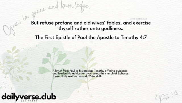 Bible Verse Wallpaper 4:7 from The First Epistle of Paul the Apostle to Timothy