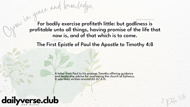 Bible Verse Wallpaper 4:8 from The First Epistle of Paul the Apostle to Timothy