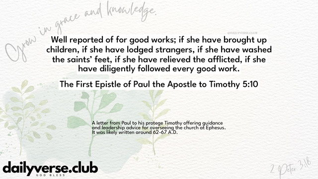 Bible Verse Wallpaper 5:10 from The First Epistle of Paul the Apostle to Timothy