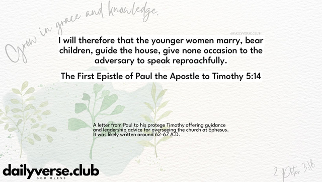 Bible Verse Wallpaper 5:14 from The First Epistle of Paul the Apostle to Timothy