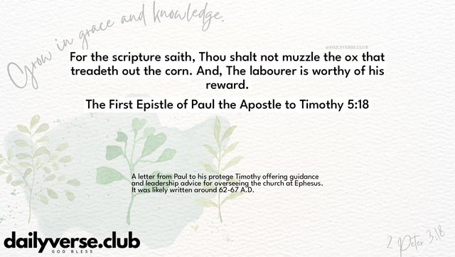 Bible Verse Wallpaper 5:18 from The First Epistle of Paul the Apostle to Timothy