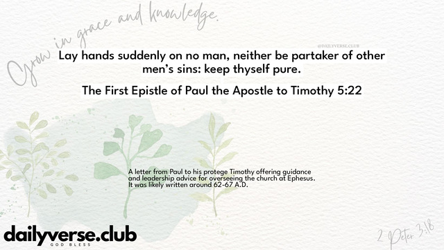 Bible Verse Wallpaper 5:22 from The First Epistle of Paul the Apostle to Timothy