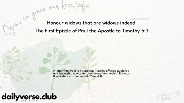 Bible Verse Wallpaper 5:3 from The First Epistle of Paul the Apostle to Timothy