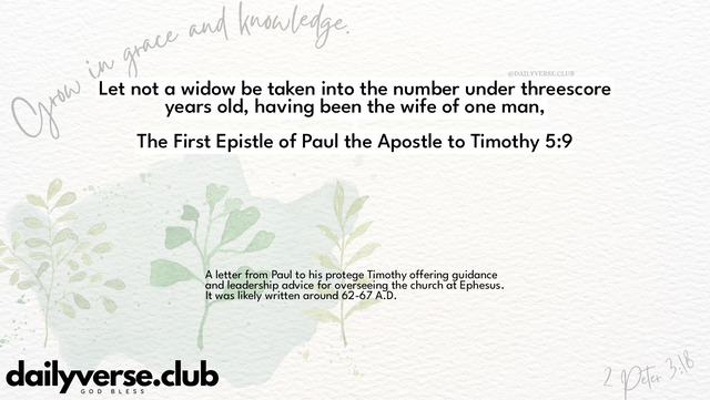 Bible Verse Wallpaper 5:9 from The First Epistle of Paul the Apostle to Timothy