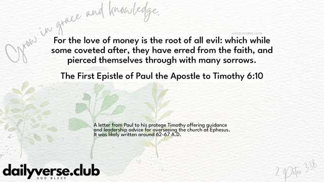 Bible Verse Wallpaper 6:10 from The First Epistle of Paul the Apostle to Timothy