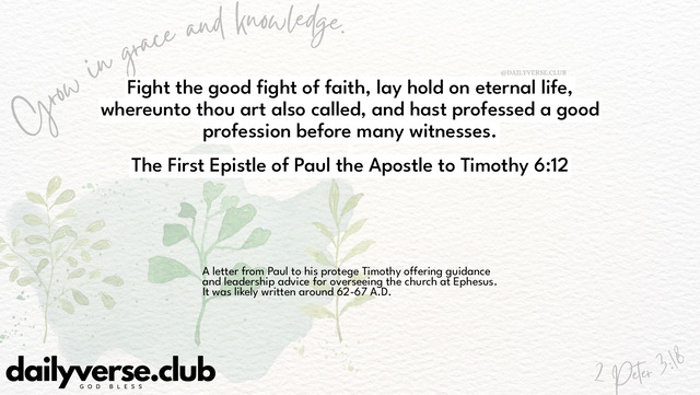 Bible Verse Wallpaper 6:12 from The First Epistle of Paul the Apostle to Timothy