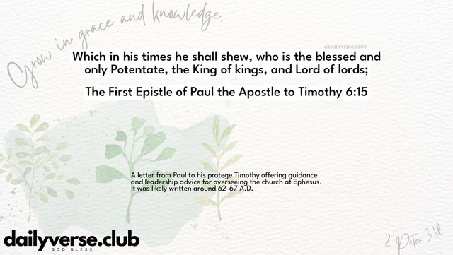 Bible Verse Wallpaper 6:15 from The First Epistle of Paul the Apostle to Timothy
