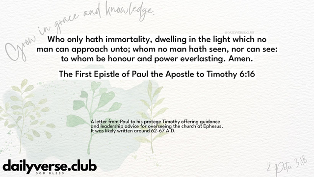 Bible Verse Wallpaper 6:16 from The First Epistle of Paul the Apostle to Timothy