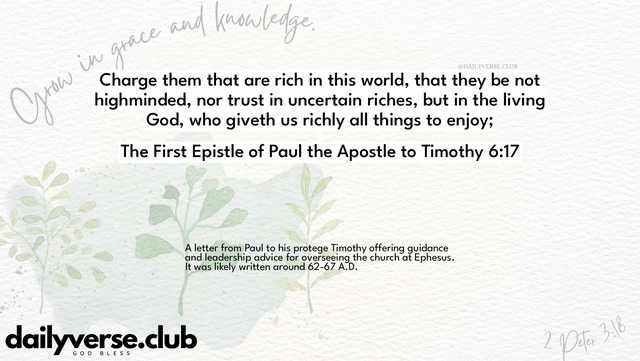 Bible Verse Wallpaper 6:17 from The First Epistle of Paul the Apostle to Timothy