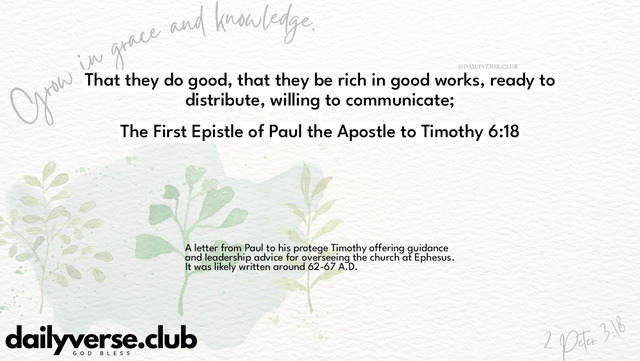 Bible Verse Wallpaper 6:18 from The First Epistle of Paul the Apostle to Timothy