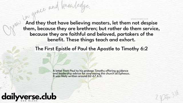Bible Verse Wallpaper 6:2 from The First Epistle of Paul the Apostle to Timothy